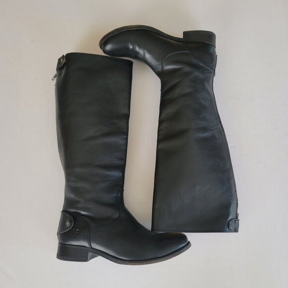 Frye Melissa Button Back Zip Riding Extended Calf Leather Boots. Size 6B - Picture 5 of 12